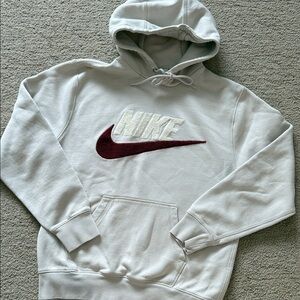 Nike Men's Cream Hoodie with Maroon Logo